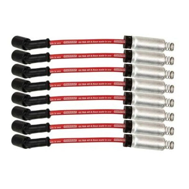 Moroso GM LS/LT 8.5mm Ultra 40 9.75in Long Wire Set w/Alum Heatshield - Red 73740
