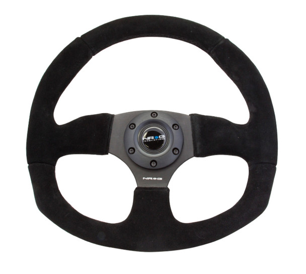 NRG Reinforced Steering Wheel (320mm Horizontal / 330mm Vertical) Black Suede w/Black Stitching RST-009S