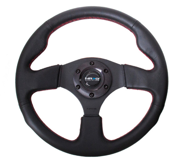 NRG Reinforced Steering Wheel (320mm) Leather w/Red Stitch RST-012R-RS