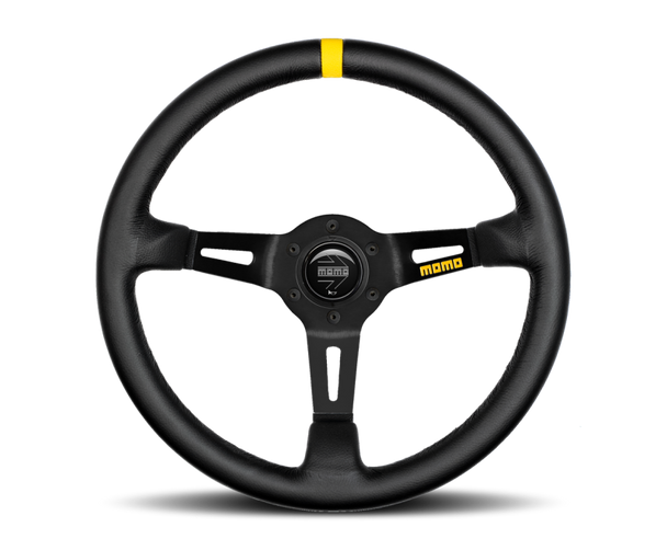 Momo MOD08 Steering Wheel 350 mm -  Black Leather/Black Spokes/1 Stripe R1908/35L