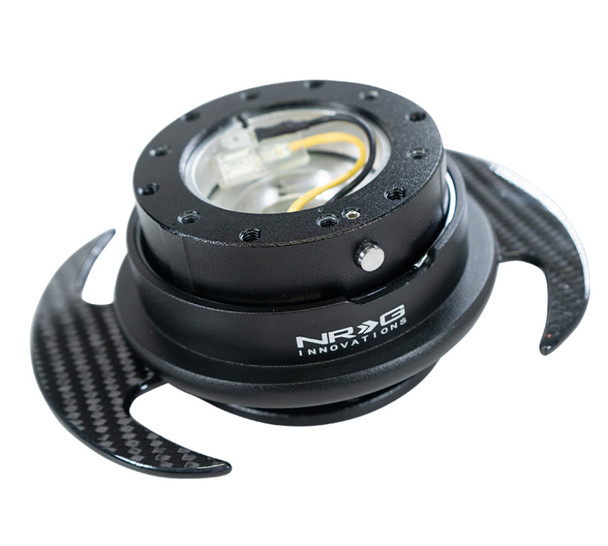 NRG Quick Release Kit Gen 3.0 - Black Body / Black Ring w/ Carbon Fiber Handles SRK-650CF
