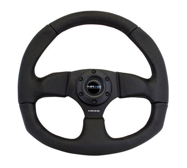 NRG Reinforced Steering Wheel (320mm Horizontal / 330mm Vertical) Leather w/Black Stitching RST-009R