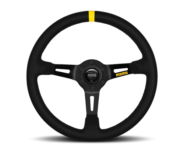 Momo MOD08 Steering Wheel 350 mm -  Black Suede/Black Spokes/1 Stripe R1908/35S