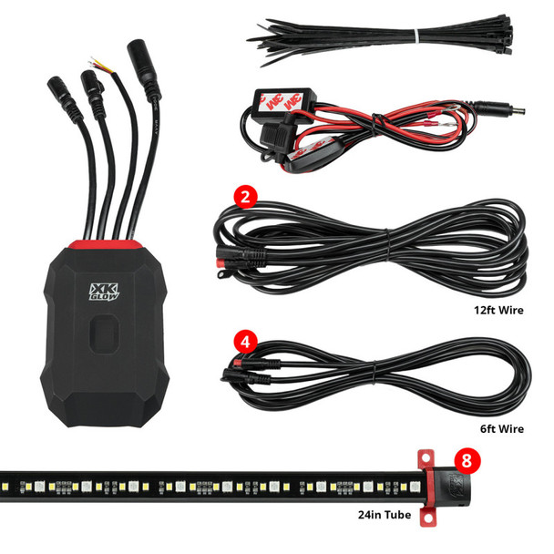 XK Glow RGBW Addressable LED Underglow Kits Standard XKalpha App Controlled AP-CAR-STA