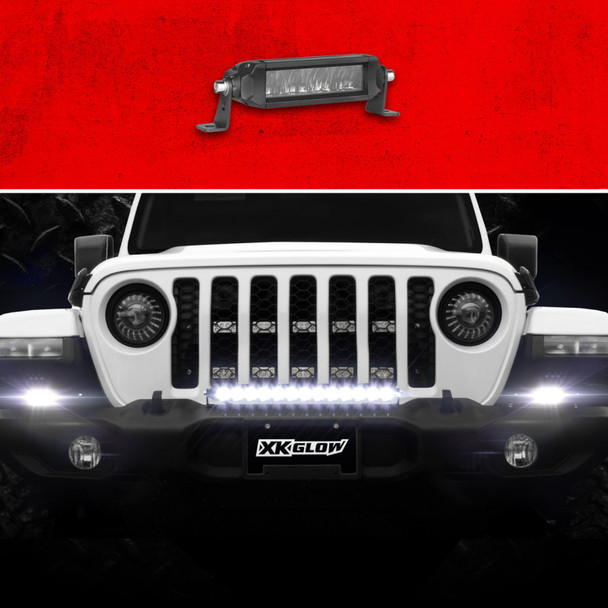 XK Glow Razor Light Bar Auxiliary High Beam Driving No Wire & Switch 6in XK064006-D