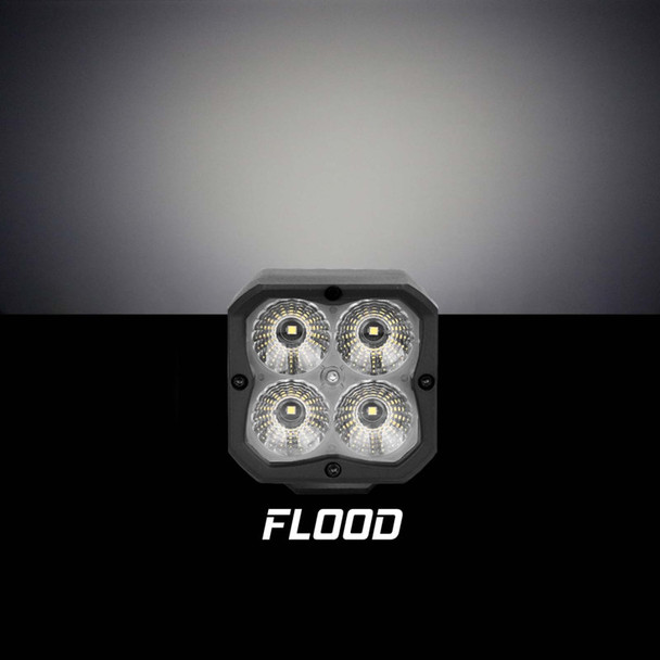 XK Glow XKchrome 20w LED Cube Light w/ RGB Accent Light Kit w/ Controller- Flood Beam 2pc XK065001-FL-KIT