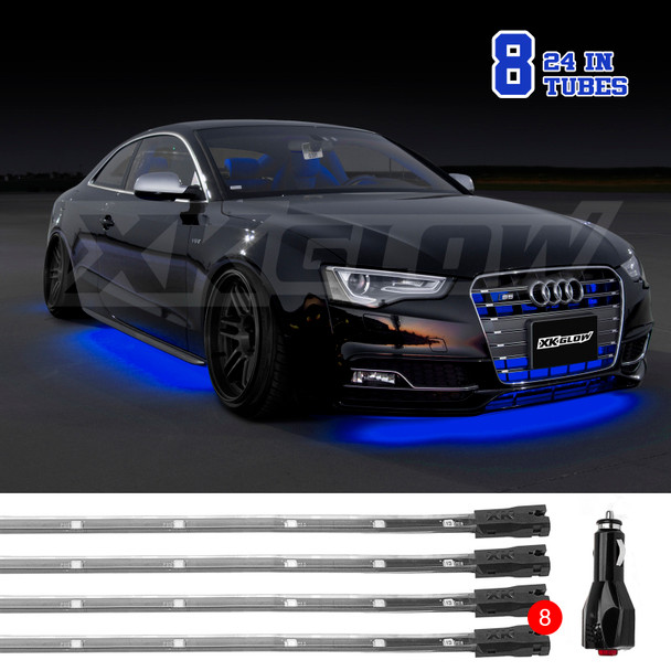 XK Glow Tube Single Color Underglow LED Accent Light Car/Truck Kit Blue - 8x24In XK041002-B