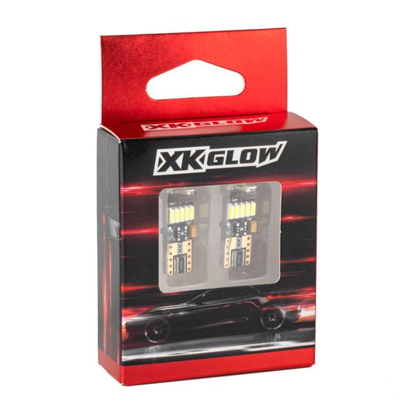 XK Glow White T10 194 Error Free Ultra Bright LED Bulb 2pc Set w/ Built-in Canbus XK-T10-W