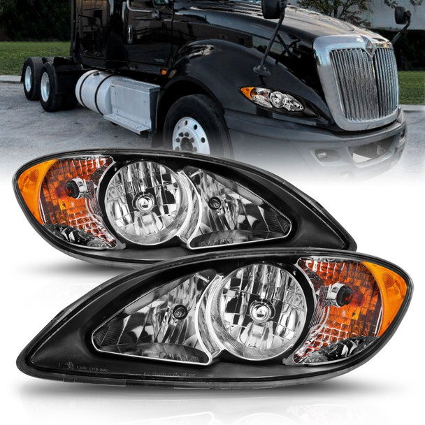 ANZO 2008-2016 International Prostar Crystal Headlights Black Housing (OE Replacement) 131032