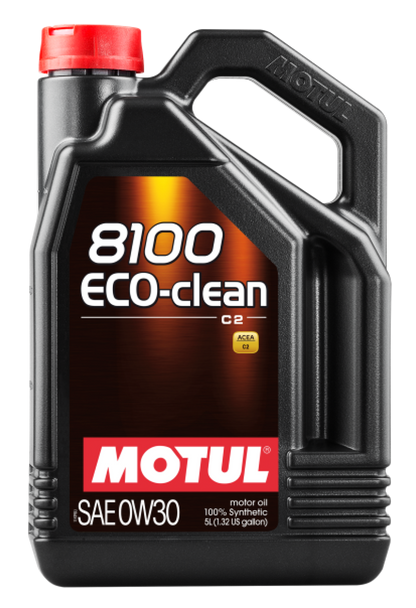 Motul 5L Synthetic Engine Oil 8100 0W30 4x5L ECO-CLEAN  ACEA C2 API SM ST.JLR 03.5007 102889