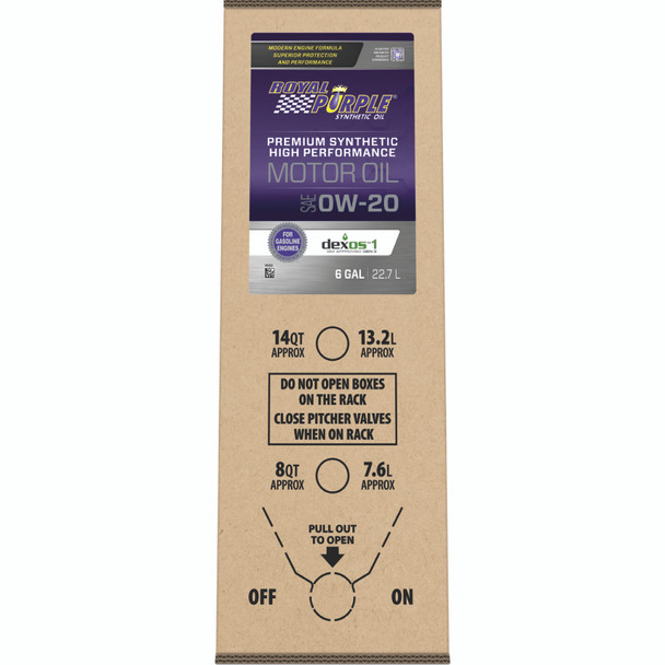 Royal Purple Premium Synthetic High Performance Multi-Grade 0W-20 Motor Oil - 6 Gallon Bag-In-Box 60020
