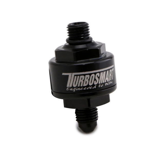 Turbosmart Billet Turbo Oil Feed Filter w/ 44 Micron Pleated Disc AN-4 Male to AN-4 ORB- Black TS-0804-1003