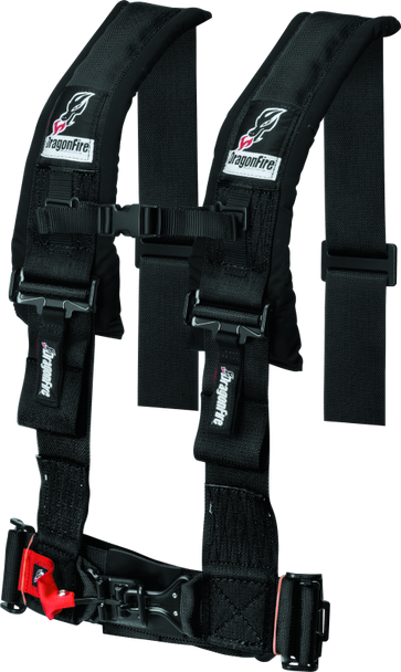 DragonFire Racing Harness- H-Style- 4-Point- 3in Buckle- Black 521354