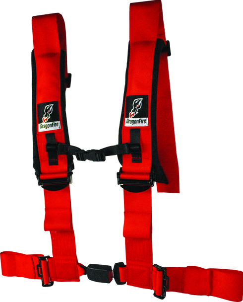 DragonFire Racing Harness- H-Style- 4-point- EZ-Adjust- 3in Buckle- Red 522047