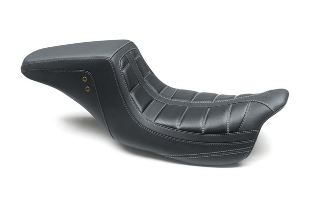 Mustang 08-21 HD Electra Glide,Rd Glide,Rd King,St Glide Squareback 1PC Seat - Black w/Gry Stitching 75239GM