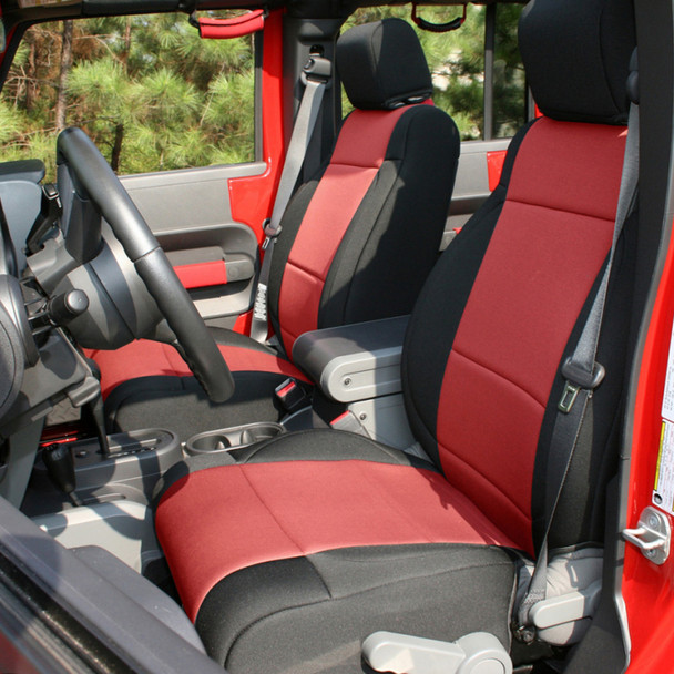 Rugged Ridge Seat Cover Kit Black/Red 07-10 Jeep Wrangler JK 4dr 13295.53