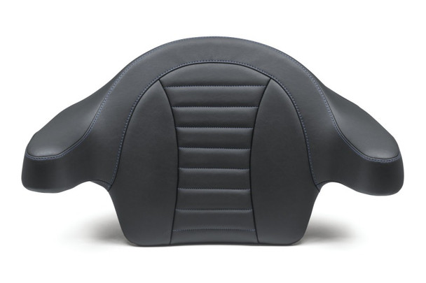 Mustang 93-13 HD FL Touring Extended Arm Wrap-Around Backrest Deluxe - Black w/Blue Stitching 79014SB
