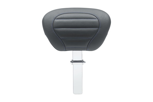 Mustang 08-21 HD Electra Glide,Rd Glide,Rd King,Str Glide Driver Backrest - Black w/ Blue Stitching 79012SB