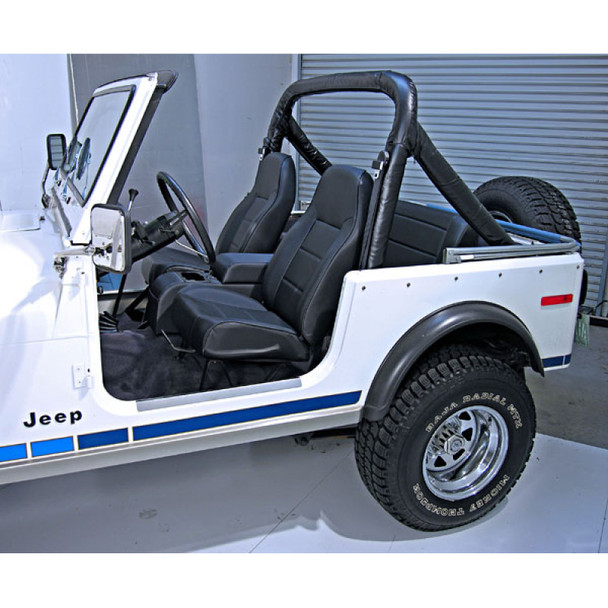 Rugged Ridge High-Back Front Seat Non-Recline Black Denim 76-02 CJ& 13401.15