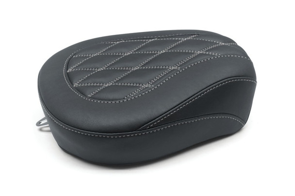 Mustang 08-21 Harley Wide Tripper FL Touring Passenger Seat w/Grey Diamond Stitch - Black 76648GM