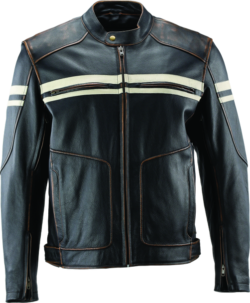 Kuryakyn Leather By River Road Hoodlum Vintage Leather Jacket Black - 2XL 094386