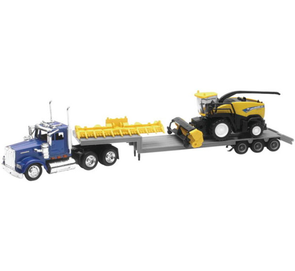 New Ray Toys Kenworth Lowboy with New Holland Harvester FR920/ Scale - 1:43 16133