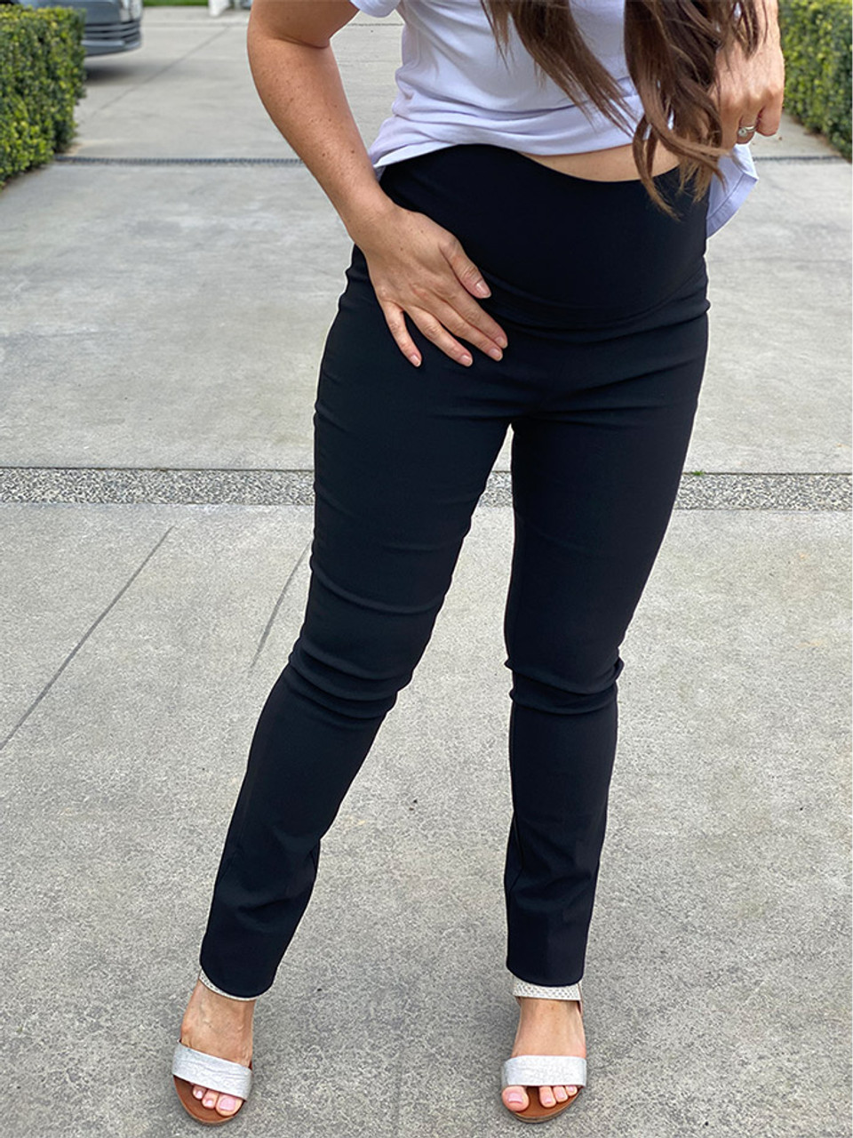 black skinny maternity work pants