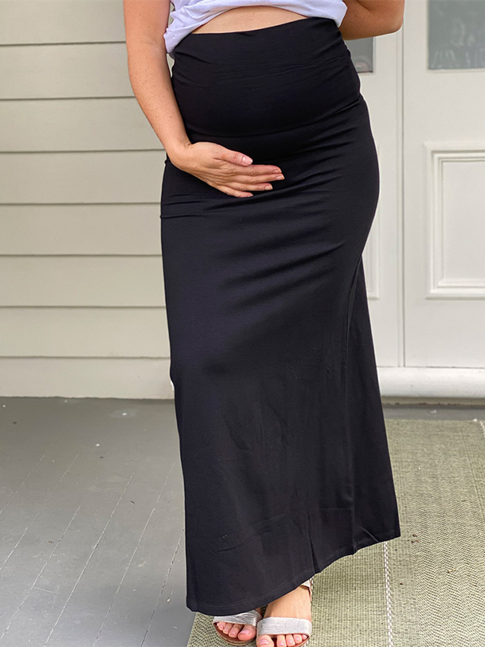 high waisted maternity maxi skirt