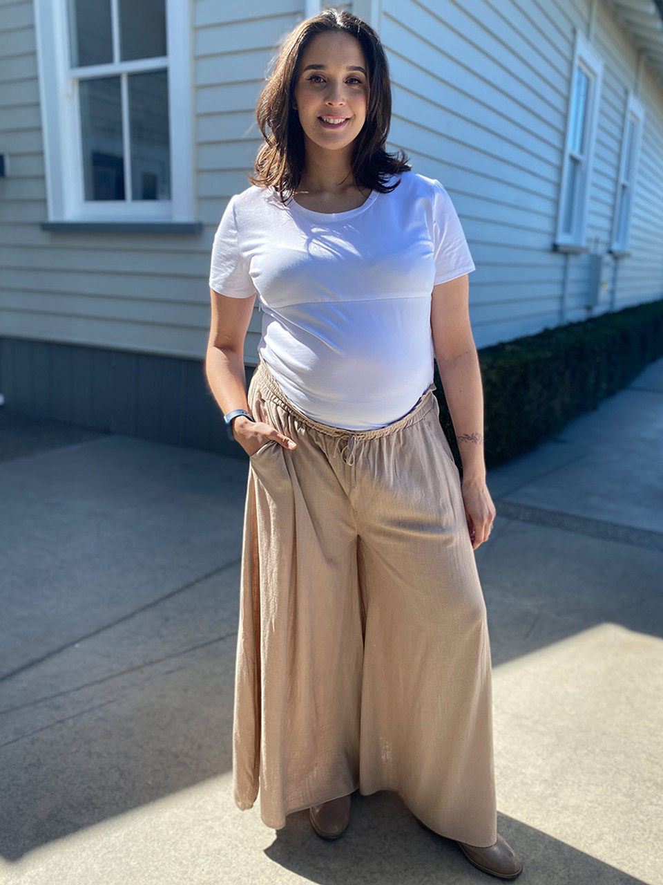 Linen wide leg trousers