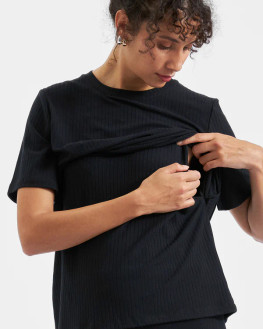 Mike Rib Nursing Top - Black Mike Rib Nursing Top - Black