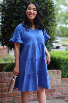 Mika Cobalt Blue Tiered Dress - Maternity & Breastfeeding