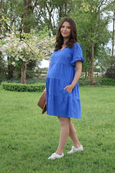 Mika Cobalt Blue Tiered Dress - Maternity & Breastfeeding