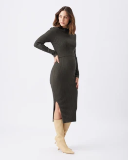 Nella Rib Nursing Knit Dress - Ivy