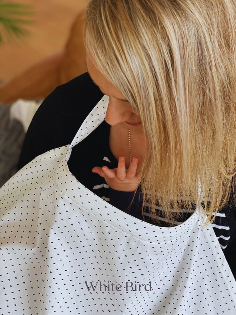 Nursing Cover - White Bird