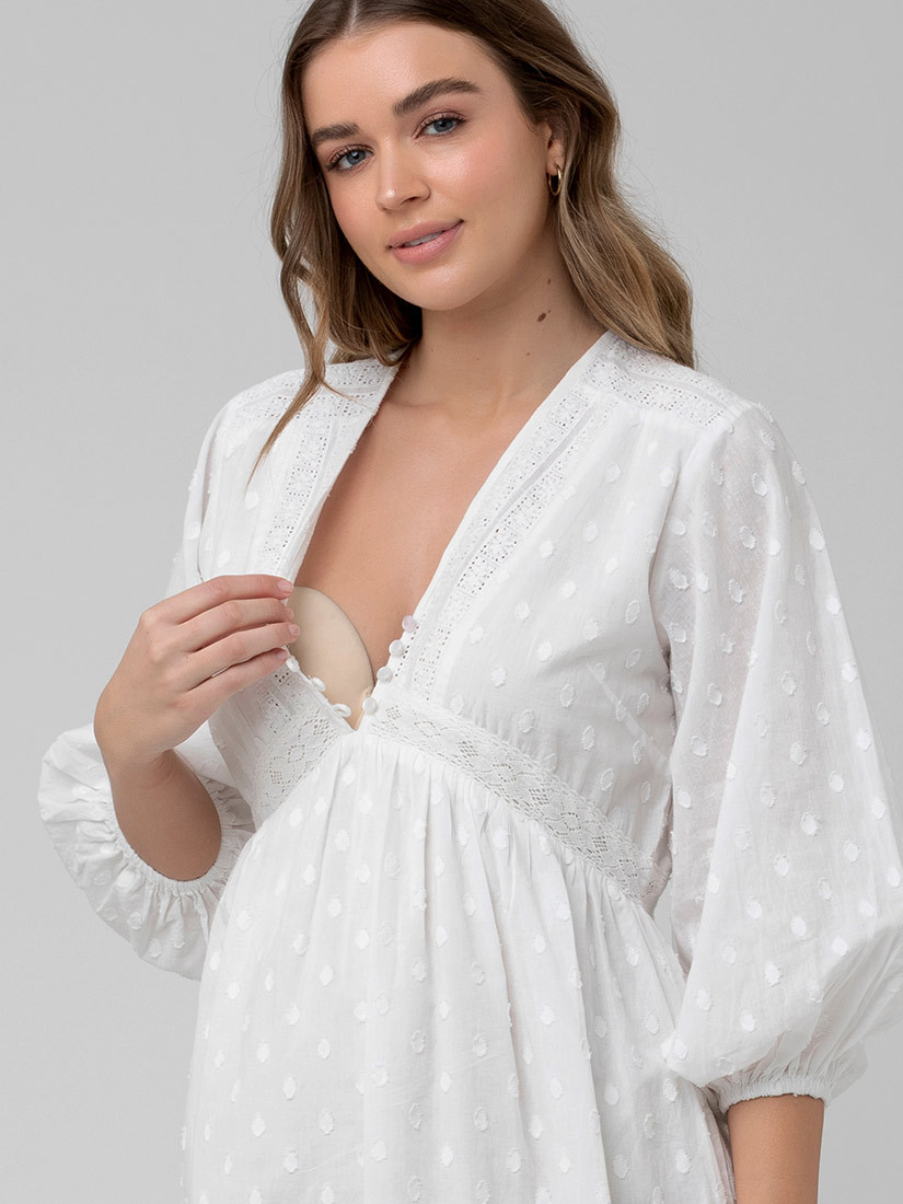 Beautiful White Boho - Maternity & Breastfeeding Dress
