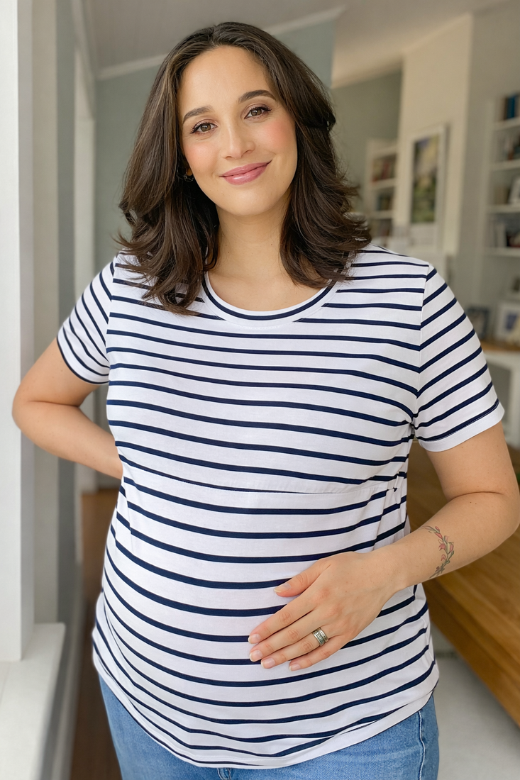 Classic Cotton Tee Stripes -  Maternity Breastfeeding