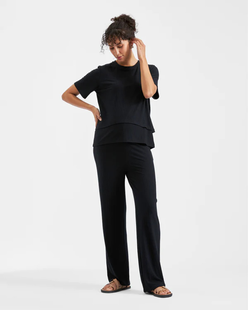 Mike Rib Nursing Top - Black