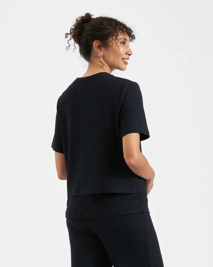 Mike Rib Nursing Top - Black
