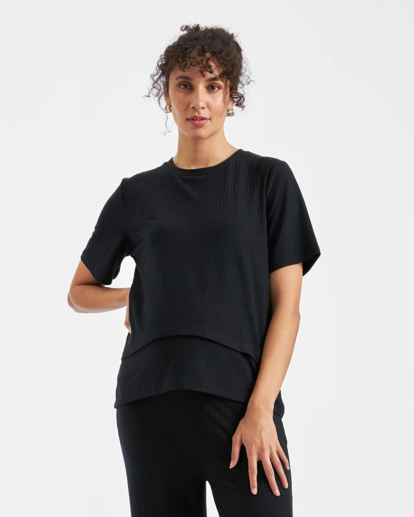 Mike Rib Nursing Top - Black