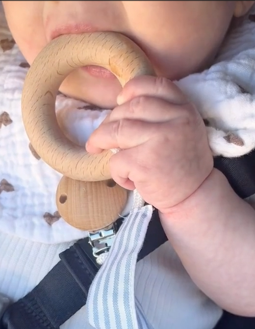 Wooden Teether and Pacifier Clip