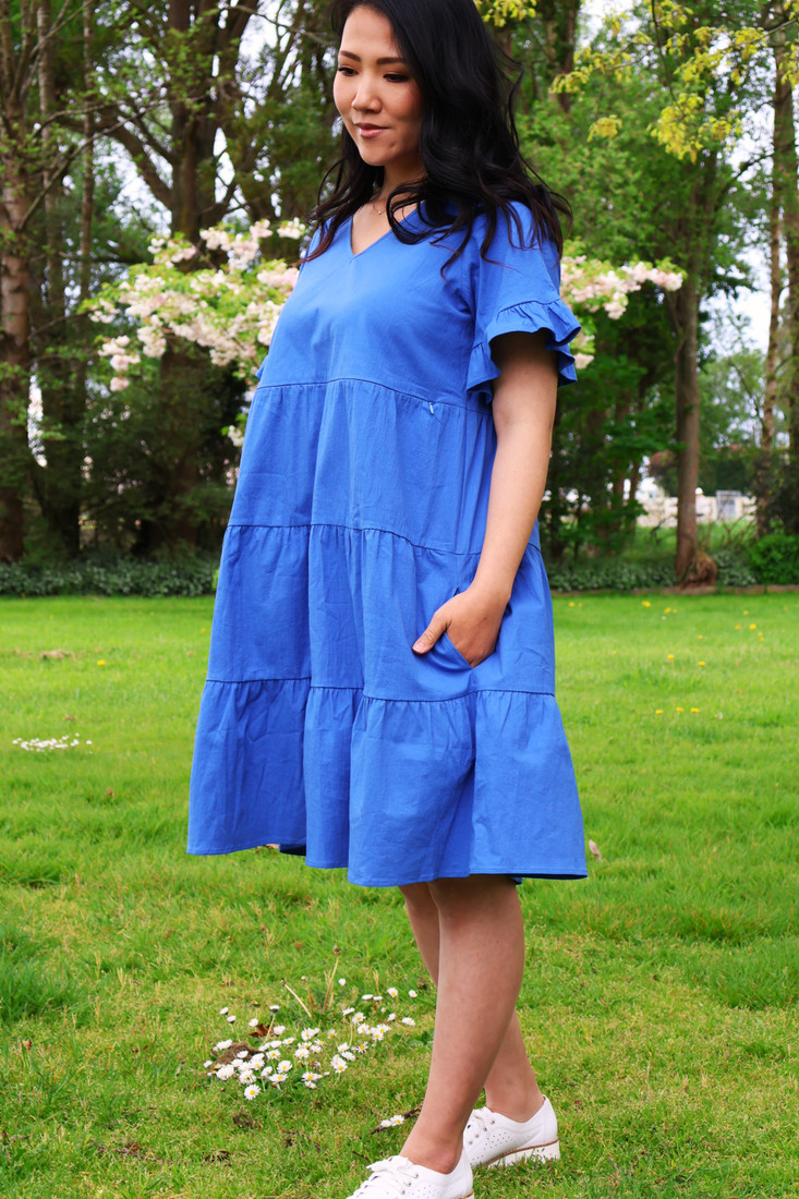 Mika Cobalt Blue Tiered Dress - Maternity & Breastfeeding