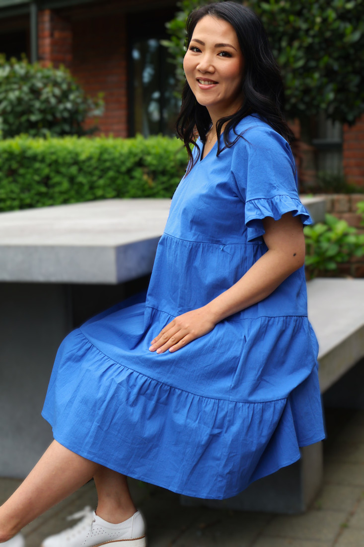 Mika Cobalt Blue Tiered Dress - Maternity & Breastfeeding