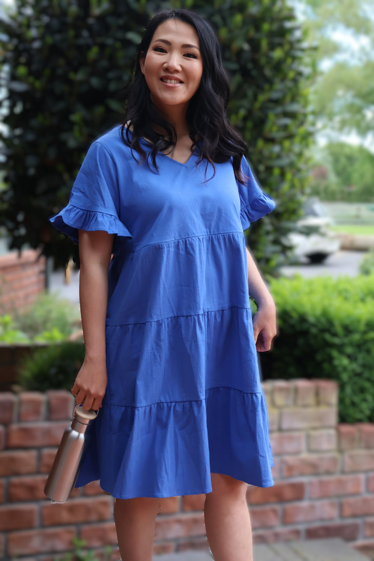 Mika Cobalt Blue Tiered Dress - Maternity & Breastfeeding