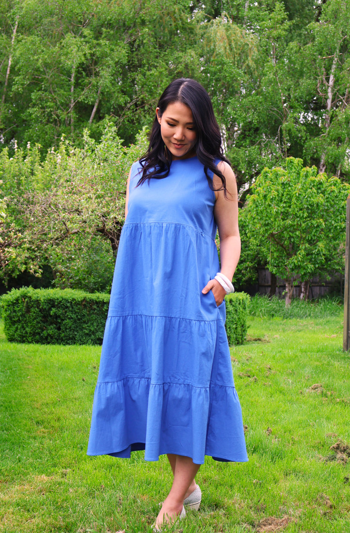 Tiered Midi Dress Blue - Maternity & Breastfeeding