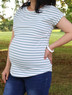 Seafoam green cotton maternity and nursing tee with easy-lift access