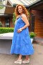 Tiered Midi Dress Blue - Maternity & Breastfeeding