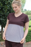 Coffee & Nautical Stripe Color-Block Maternity & Nursing Top