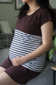 Coffee & Nautical Stripe Color-Block Maternity & Nursing Top