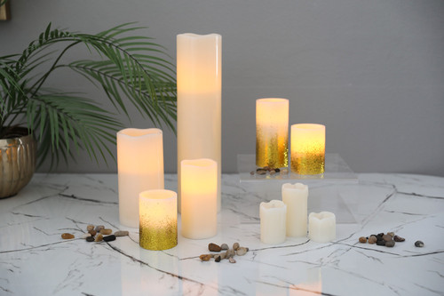 Glow Led Wax Pillar Candle Cre : 111CBS9900015 : Pan Home