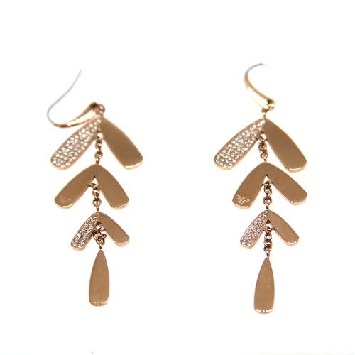 Armani Ladies Earrings Base Metal With Dangling Leaf Style & Stones Rosegold Plated : 101120ACC00449 : Momento